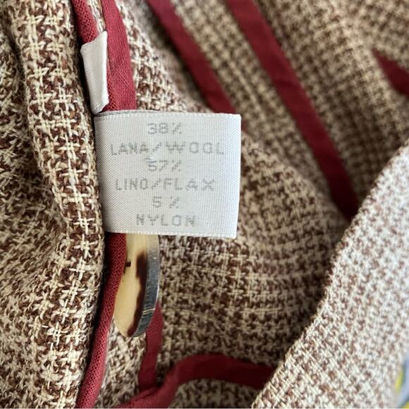 Marni Milano Linen Wool Blend Crop Blazer Jacket Brown Cream size 42 Large - Picture 5 of 10